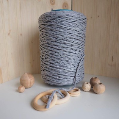 Gri Tek Burgulu Pamuk İp String Makrome İpi // 3mm