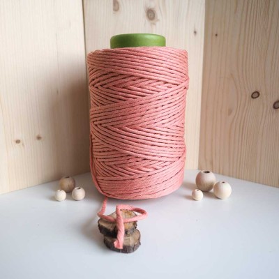 Somon Tek Burgulu Pamuk İp String Makrome İpi 5mm Somon Tek Burgulu Pamuk İp String Makrome İpi 5mm