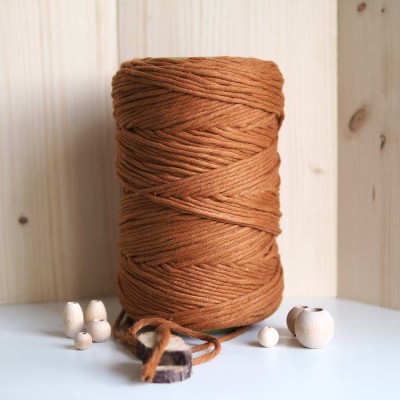 Karamel Tek Burgulu Pamuk İp String Makrome İpi 5mm