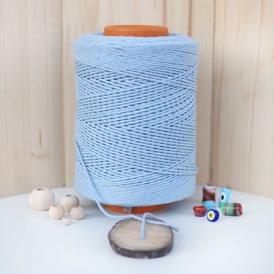 Açık Mavi Tek Burgulu Pamuk İp String Makrome İp // 2mm
