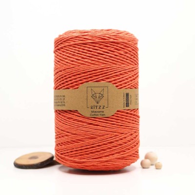 Turuncu Tek Burgulu Pamuk İp String Makrome İp // 2mm