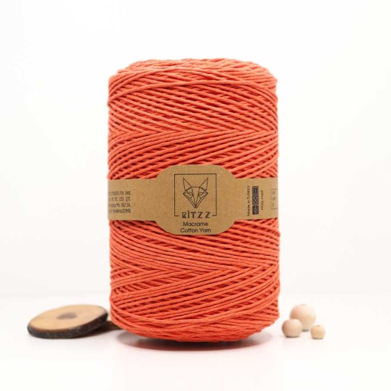 Turuncu Tek Burgulu Pamuk İp String Makrome İp // 2mm