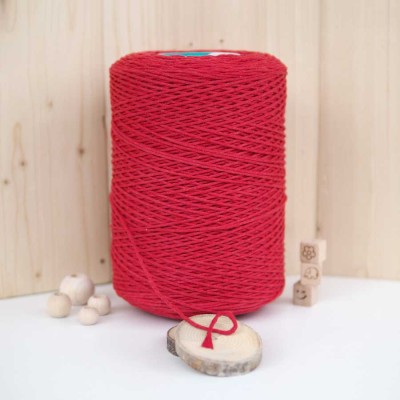 Kırmızı Tek Burgulu Pamuk İp String Makrome İp // 2mm