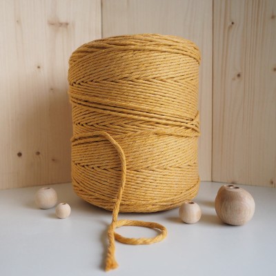 Hardal Tek Burgulu Pamuk İp String Makrome İp 5mm Hardal Tek Burgulu Pamuk İp String Makrome İp 5mm