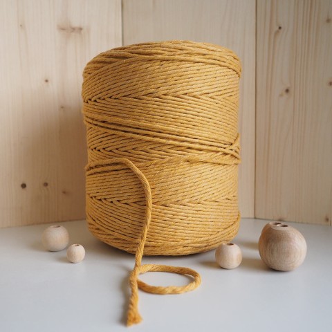 Hardal Tek Burgulu Pamuk İp String Makrome İp 5mm