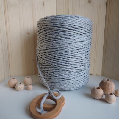 Gri Tek Burgulu Pamuk İp String Makrome İpi 5mm Gri Tek Burgulu Pamuk İp String Makrome İpi 5mm