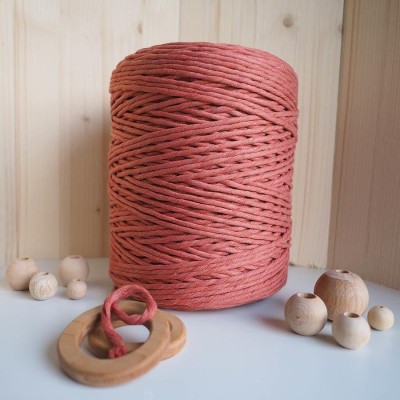 Kiremit Tek Burgulu Pamuk İp String Makrome İpi 5mm Kiremit Tek Burgulu Pamuk İp String Makrome İpi 5mm