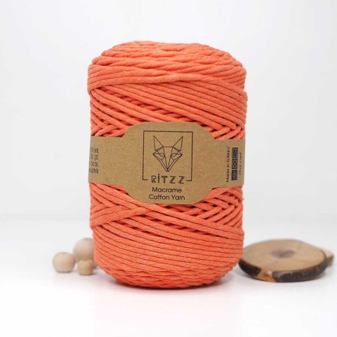 Turuncu Tek Burgulu Pamuk İp String Makrome İp // 3mm