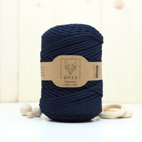 Lacivert Tek Burgulu Pamuk İp String Makrome İp // 3mm