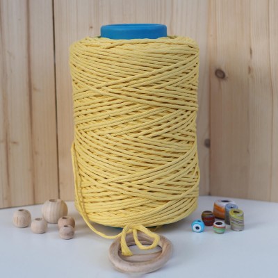 Açık Sarı Tek Burgulu Pamuk İp String Makrome İp // 3mm Açık Sarı Tek Burgulu Pamuk İp String Makrome İp // 3mm