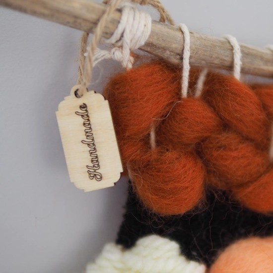 Hand Made Yazılı Ahşap Etiket Düğme