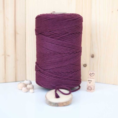Mürdüm Tek Burgulu Pamuk İp String Makrome İp // 3mm