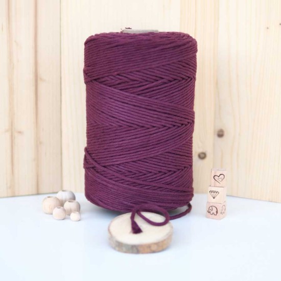 Mürdüm Tek Burgulu Pamuk İp String Makrome İp // 3mm