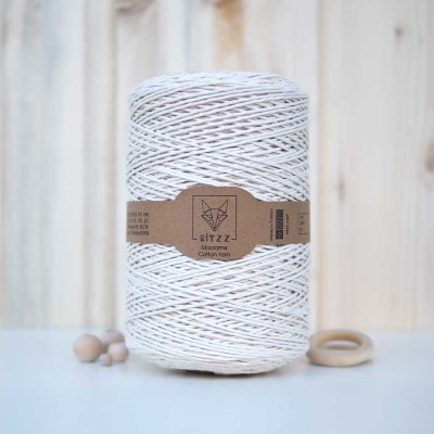Ekru Tek Burgulu Pamuk İp String Makrome İpi // 2mm Ekru Tek Burgulu Pamuk İp String Makrome İpi // 2mm