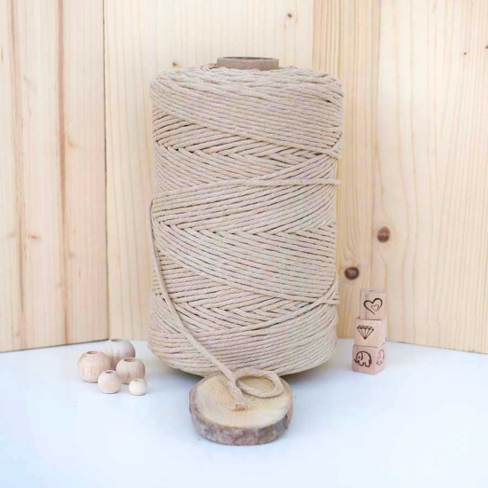 Bej Tek Burgulu Pamuk İp String Makrome İp // 3mm