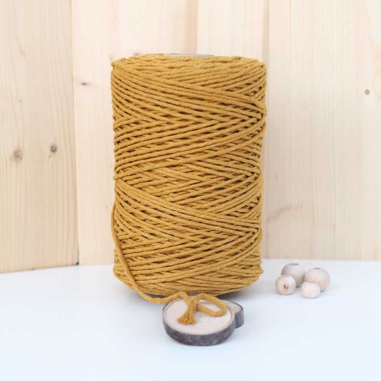 Hardal Tek Burgulu Pamuk İp String Makrome İp // 3mm