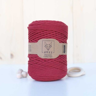 Chili Red Tek Burgulu Pamuk İp String Makrome İp // 3mm