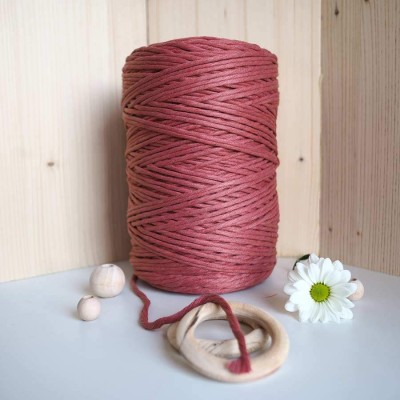 Kiremit Tek Burgulu Pamuk İp String Makrome İpi // 3mm Kiremit Tek Burgulu Pamuk İp String Makrome İpi // 3mm