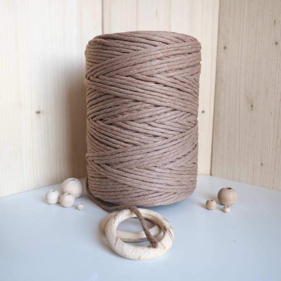 Toprak Tek Burgulu Pamuk İp String Makrome İpi 5mm
