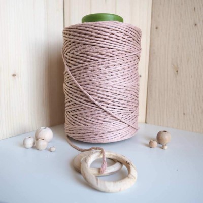 Ten Rengi Tek Burgulu Pamuk İp String Makrome İpi // 3mm Ten Rengi Tek Burgulu Pamuk İp String Makrome İpi // 3mm