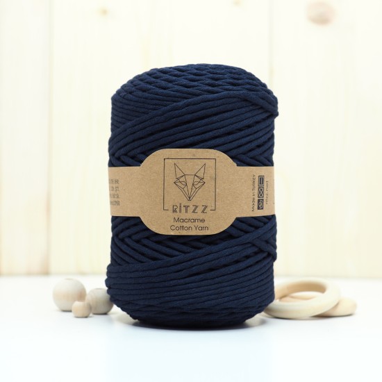 Lacivert Tek Burgulu Pamuk İp String Makrome İp // 3mm