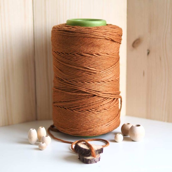 Karamel Tek Burgulu Pamuk İp String Makrome İpi // 3mm