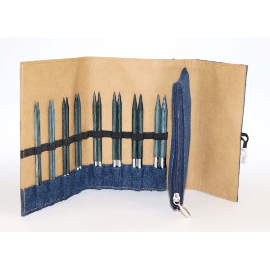Knitpro İndigo Ahşap Değiştirilebilir Misinalı Şiş Seti - Normal Uç - Denim Set - 13cm